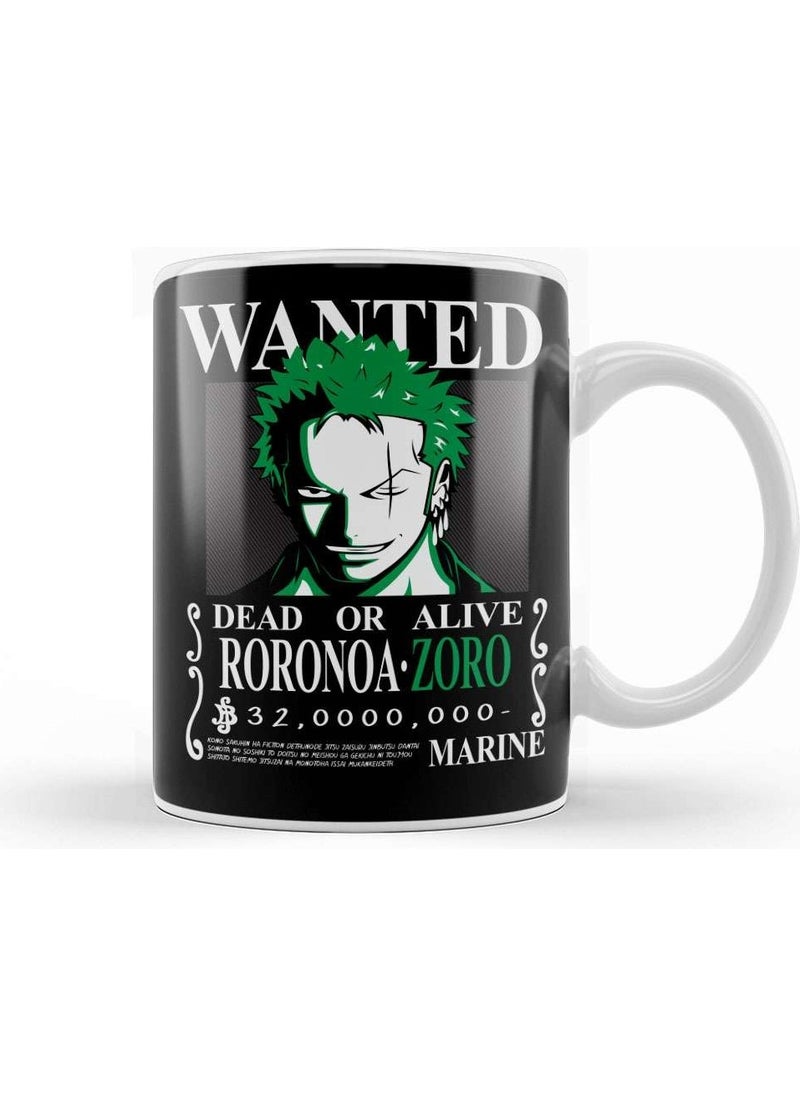 Baskı Dükkanı Print Shop Sudadera Wanted Zoro One Piece Anime Mujer Hombre Mug Cup Porcelain 