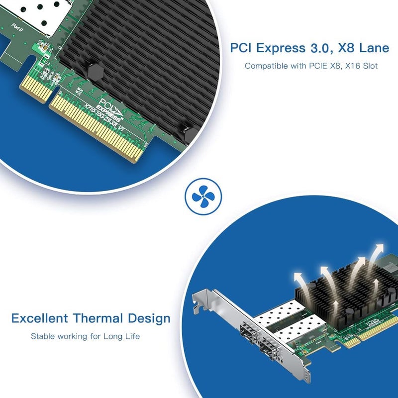 HYFIBER H!Fiber 10Gb SFP+ PCI-E Network Card NIC, Compare to Intel X710-DA2, with Intel X710-BM2 Chip, Dual SFP+ Port, PCIe 3.0 X8, Ethernet Converged Network Adapter Support Windows Server/Linux/VMware Esxi - Image 4