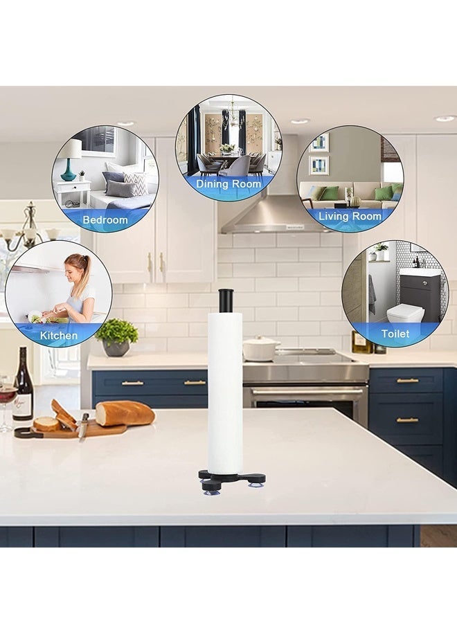 هومستر 2 قطع من الفولاذ المقاوم للصدأ كوب امتصاص ورقة منشفة حامل مطبخ حمام احتياطي حامل ورقة المرحاض مع مضاد للانزلاق مستقر سوبر امتصاص قبضة قاعدة طاولة (قاعدة أسود) - Image 4