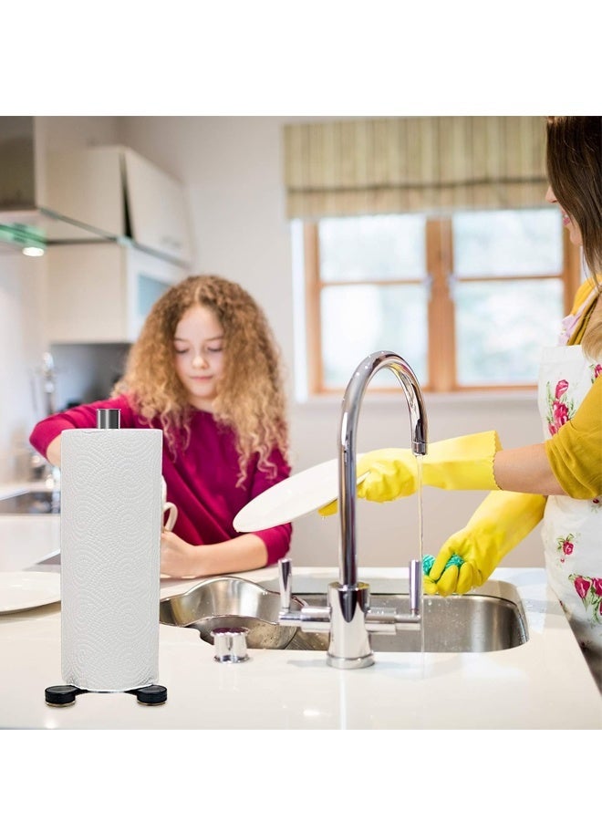 هومستر 2 قطع من الفولاذ المقاوم للصدأ كوب امتصاص ورقة منشفة حامل مطبخ حمام احتياطي حامل ورقة المرحاض مع مضاد للانزلاق مستقر سوبر امتصاص قبضة قاعدة طاولة (قاعدة أسود) - Image 5