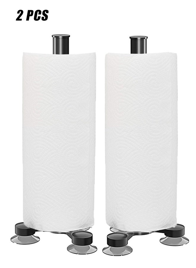 هومستر 2 قطع من الفولاذ المقاوم للصدأ كوب امتصاص ورقة منشفة حامل مطبخ حمام احتياطي حامل ورقة المرحاض مع مضاد للانزلاق مستقر سوبر امتصاص قبضة قاعدة طاولة (قاعدة أسود) - Image 3