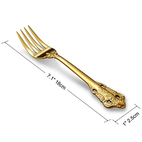 KEAWELL Luxury Salad Forks Dessert Forks Set, Set of 4, 18/10 Stainless Steel, 7 Inches, Dishwasher Safe, Mirror Polished, Silverware Fork Set (Gold) - Image 2
