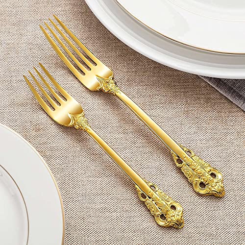 KEAWELL Luxury Salad Forks Dessert Forks Set, Set of 4, 18/10 Stainless Steel, 7 Inches, Dishwasher Safe, Mirror Polished, Silverware Fork Set (Gold) - Image 5