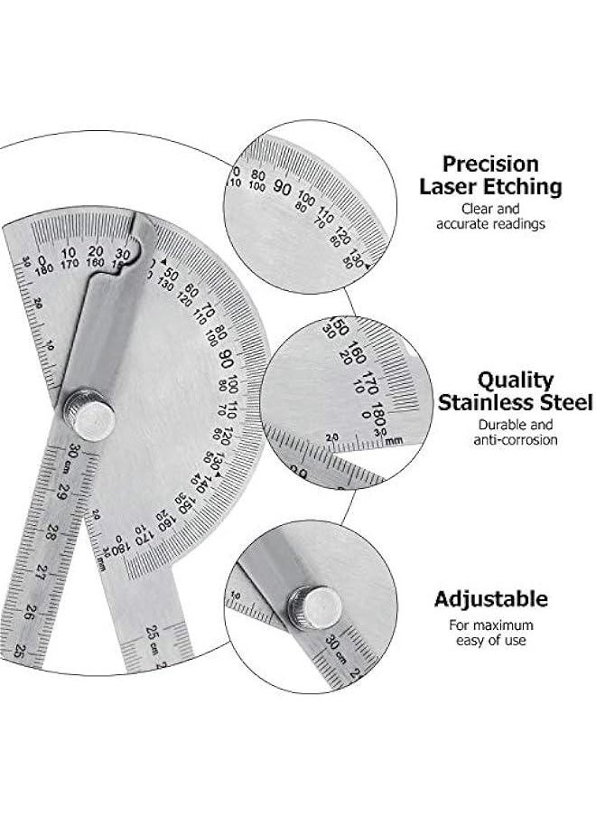 Generic Angle Protractor Angle Finder Ruler Two Arm Stainless Steel Protractor Woodworking Ruler Measure Tool with 0-180 Degrees(30 cm/ 11.8 Inch)  - Image 5