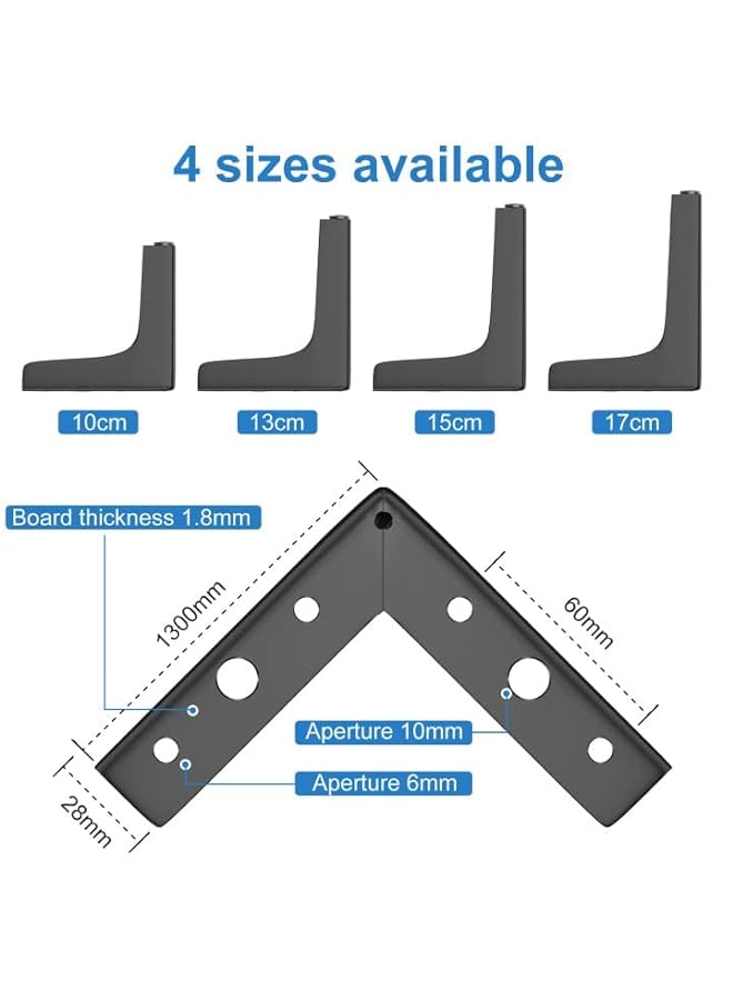 KASTWAVE Furniture Legs 10Cm Heavy Duty Furniture Metal Table Legs With Screws And Protector Feet Perfect For Cabinet Wardrobe Tv Cabinets Drawers Nightstand 4 Pcs Black - Image 2