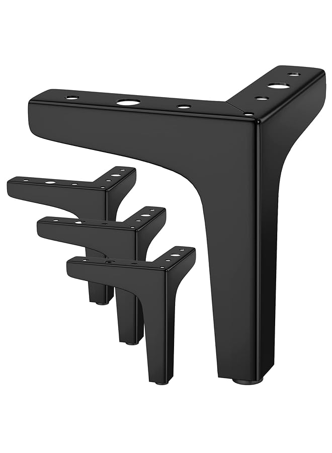 KASTWAVE Furniture Legs 10Cm Heavy Duty Furniture Metal Table Legs With Screws And Protector Feet Perfect For Cabinet Wardrobe Tv Cabinets Drawers Nightstand 4 Pcs Black - Image 1