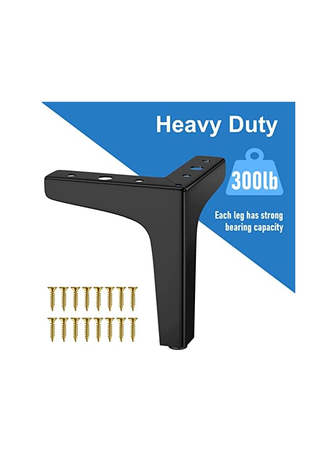 KASTWAVE Furniture Legs 10Cm Heavy Duty Furniture Metal Table Legs With Screws And Protector Feet Perfect For Cabinet Wardrobe Tv Cabinets Drawers Nightstand 4 Pcs Black - Image 4