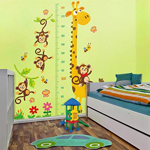 DEKOSH Giraffe & Monkeys Kids Height Wall Chart | Peel & Stick Nursery Wall Decals for Baby Bedroom, Toddler Playroom - Image 2