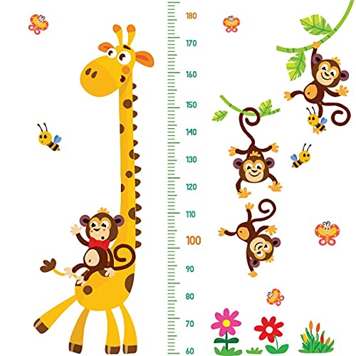DEKOSH Giraffe & Monkeys Kids Height Wall Chart | Peel & Stick Nursery Wall Decals for Baby Bedroom, Toddler Playroom - Image 3