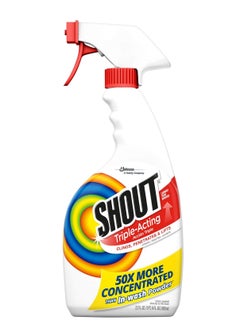 Shout Shout Active Enzyme Laundry Stain Remover Spray, Triple-Acting Formula Clings, Penetrates, and Lifts 100+ Types of Everyday Stains - Prewash Spray 22oz  - Image 1