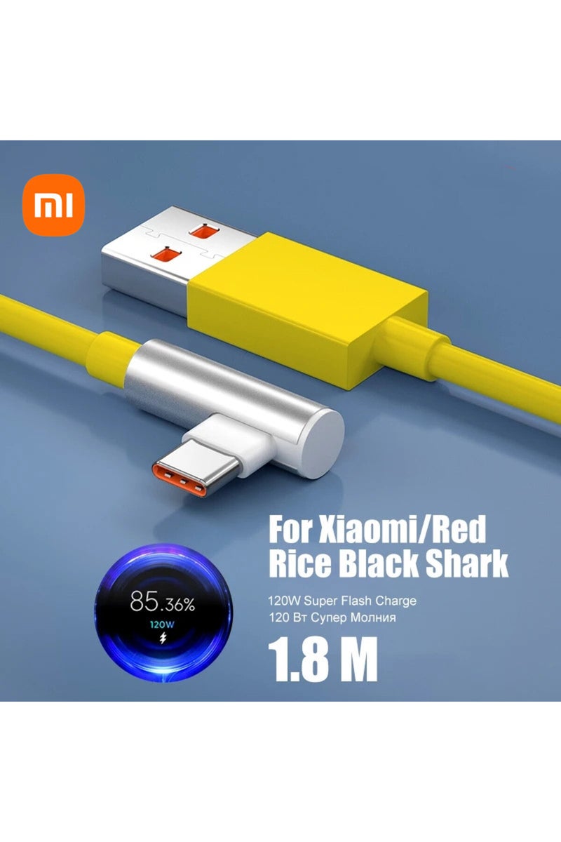 Yellow 1.8M Original Xiaomi Super Fast Charging Cable For Mi 13 12 11 Pro Ultra USB C Cables Redmi N