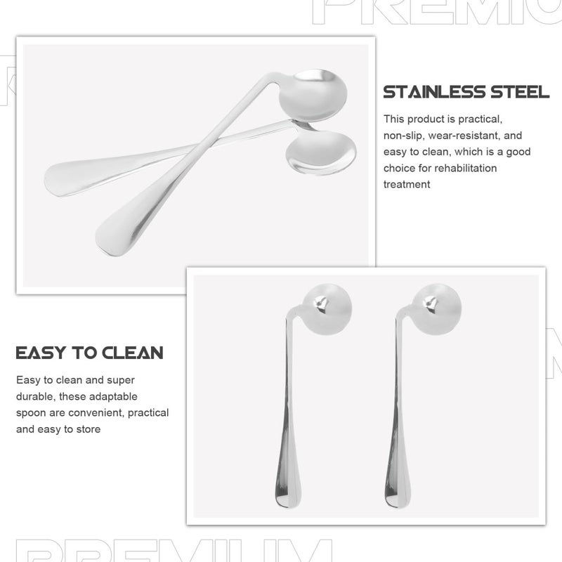 2 Piece Adaptive Utensils Set Ergonomic Non Slip Spoon For Self Feeding Seniors Elderly Dining Tableware - Image 4