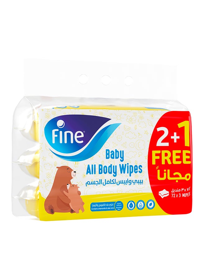Fine Baby Baby All Body Wipes Bundle 3 x 72 Wipes  - Image 2