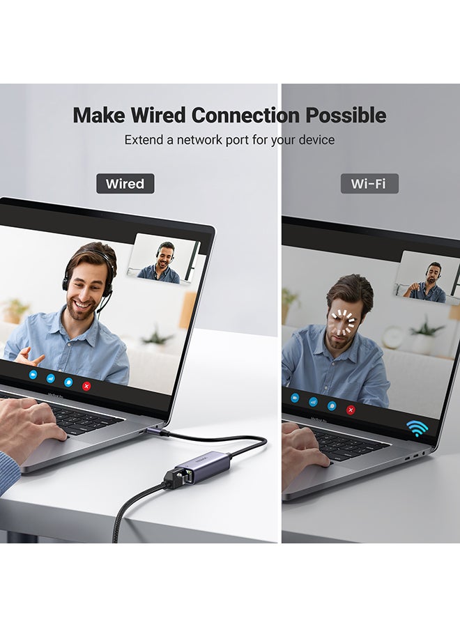 يو جرين محول إيثرنت يو اس بي، محول USB - C إلى شبكة، جيجابت من Type C إلى RJ45 شبكة سلكية Thunderbolt 3 LAN محول متوافق مع ماك بوك، أيفون 16/17، سويتش، ايباد برو، سارفيس برو - Image 4