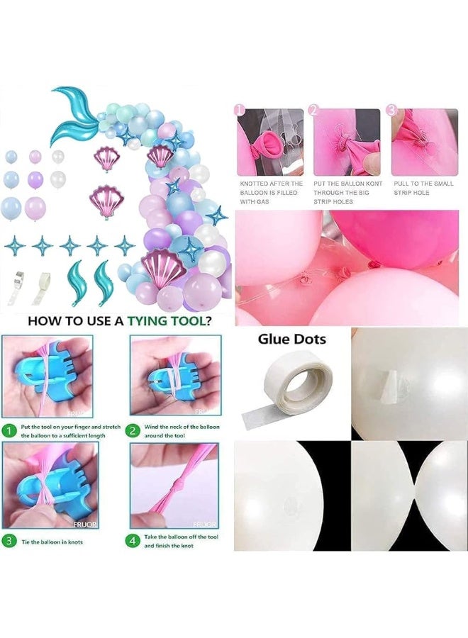 duile Mermaid Balloon Garland Kit Mermaid Tail Balloons Arch for Girl Mermaid Birthday Party Decorations Mermaid Balloons Baby Shower Party Supplies - Image 5