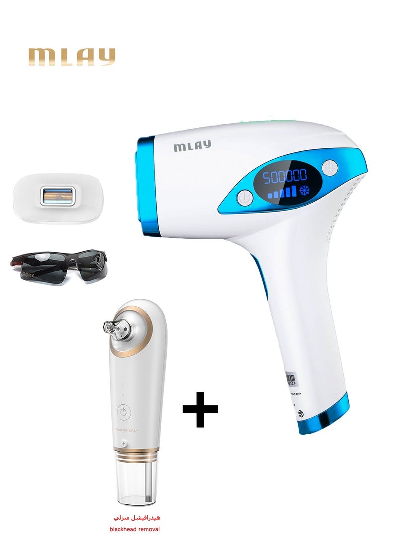 ملاي جهاز إزالة الشعر T4 IPL، إزالة الشعر بالليزر في المنزل مع التبريد بالثلج، 500000 ومضة، 5 مستويات للطاقة، إزالة شعر دائمة غير مؤلمة للوجه والظهر والساق والذراع والإبط وخط البكيني - Image 1