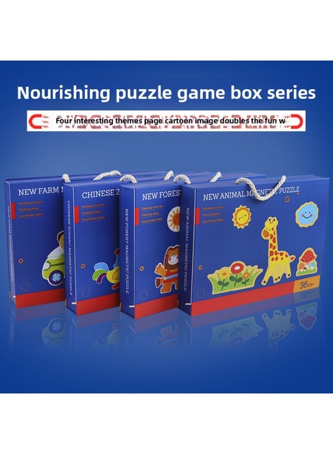 Children's Magnetic Jigsaw Puzzle Benefiting Intelligence Development Toy Stocking Wooden 3-6 Years Old 2 Boys And Girls Baby Kindergarten Early Education-Color:Animal Spelling - Image 4
