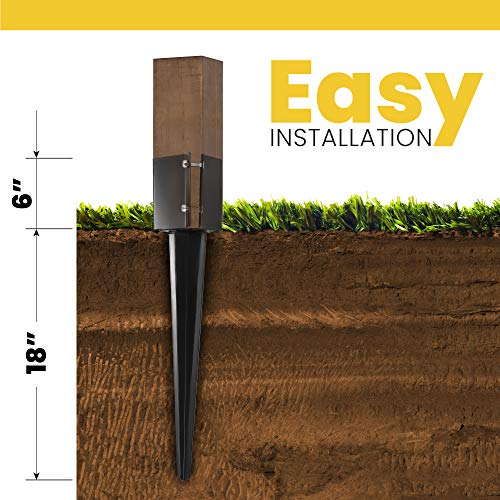 CRIZTA 8Pcs 24" Heavy Duty 4x4 Fence Post Anchor Ground Spike Metal Black Powder Coated - Mailbox Post Anchors. Length: 24 inches, Outer Dimension: 4” x 4” (Fit 3.5” x 3.5” Square Wood Post) - Image 3