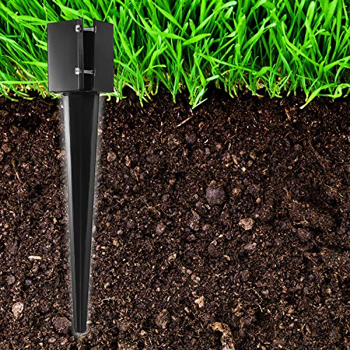 CRIZTA 8Pcs 24" Heavy Duty 4x4 Fence Post Anchor Ground Spike Metal Black Powder Coated - Mailbox Post Anchors. Length: 24 inches, Outer Dimension: 4” x 4” (Fit 3.5” x 3.5” Square Wood Post) - Image 5
