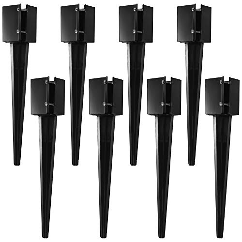 CRIZTA 8Pcs 24" Heavy Duty 4x4 Fence Post Anchor Ground Spike Metal Black Powder Coated - Mailbox Post Anchors. Length: 24 inches, Outer Dimension: 4” x 4” (Fit 3.5” x 3.5” Square Wood Post) - Image 1