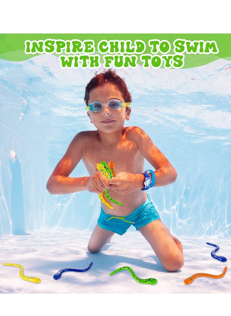 8 Pcs Pool Diving Toys, Water Snake Underwater Swimming Pool Toys, Training Dive Toys for Toddlers, Teens, and Adults, Bath Catch Game - Image 4