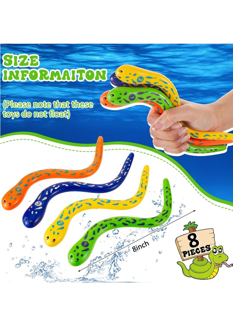 8 Pcs Pool Diving Toys, Water Snake Underwater Swimming Pool Toys, Training Dive Toys for Toddlers, Teens, and Adults, Bath Catch Game - Image 2