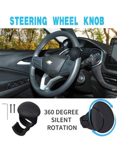 Bukela Car Steering Wheel Spinner 360 Degree Rotation Steering Wheel Knob Steering Wheel Handle Booster Ball Accessories For Cars Trucks SUVs Black  - Image 2