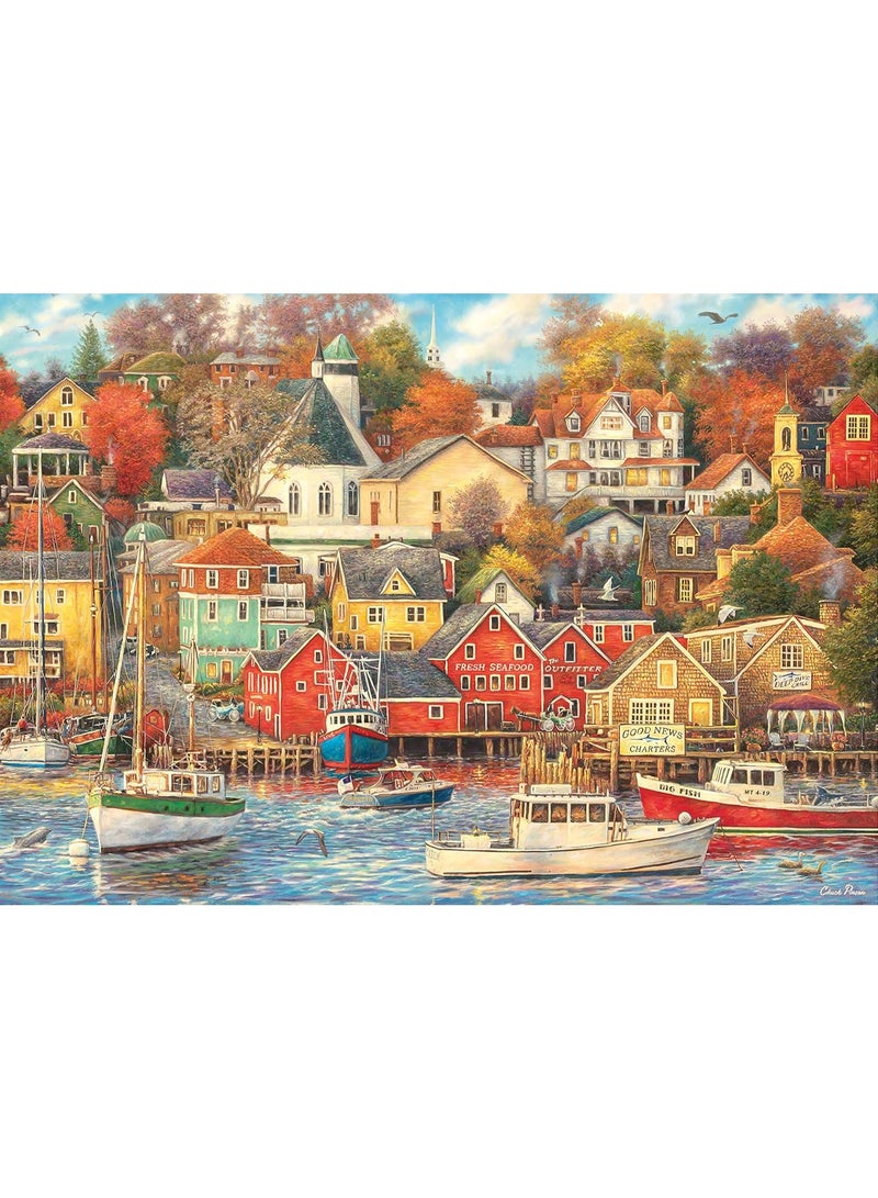 1000 قطعة من البحر الايطالية قرية الأسماك المناظر الطبيعية بانوراما - التصميم الإبداعي ، تجربة الفن الملونة ، مناسبة للأطفال والكبار - Image 1