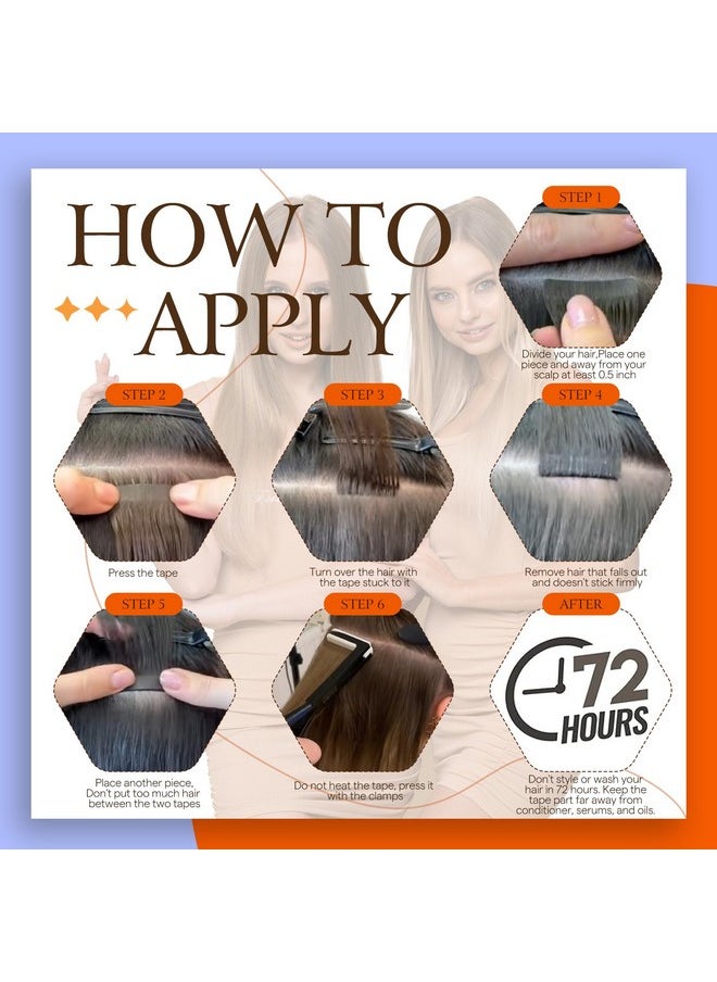 Full Shine Full Shine Tape in Hair Extensions Human Hair 60 Platinum Blonde Tape Hair Extensions Real Hair 18 Inch Seamless Skin Weft Human Hair Extensions 50 Grams 20 Pieces Invisible Tape in Extensions  - Image 5