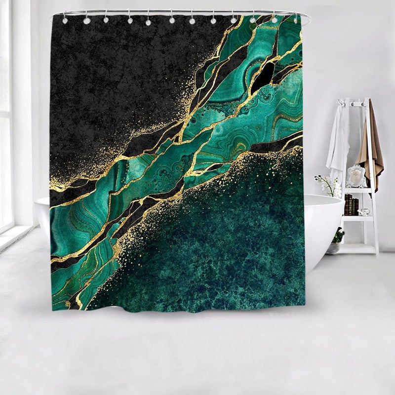 Y&D CF BS210 ized Luxury Hot Sale Marble Pattern Polyester Waterproof Shower Curtains 4pcs Bath Mat Set with Shower Curtain - Image 4