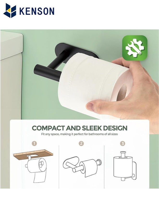 كِينْسُون حامل ورق المرحاض, حامل ورق تواليت ذاتي اللصق, حامل ورق تواليت مثبت على الحائط من الفولاذ المقاوم للصدأ 304, للحمّام والمطبخ والمغسلة، لا تحتاج إلى ثقب (أسود) - Image 5