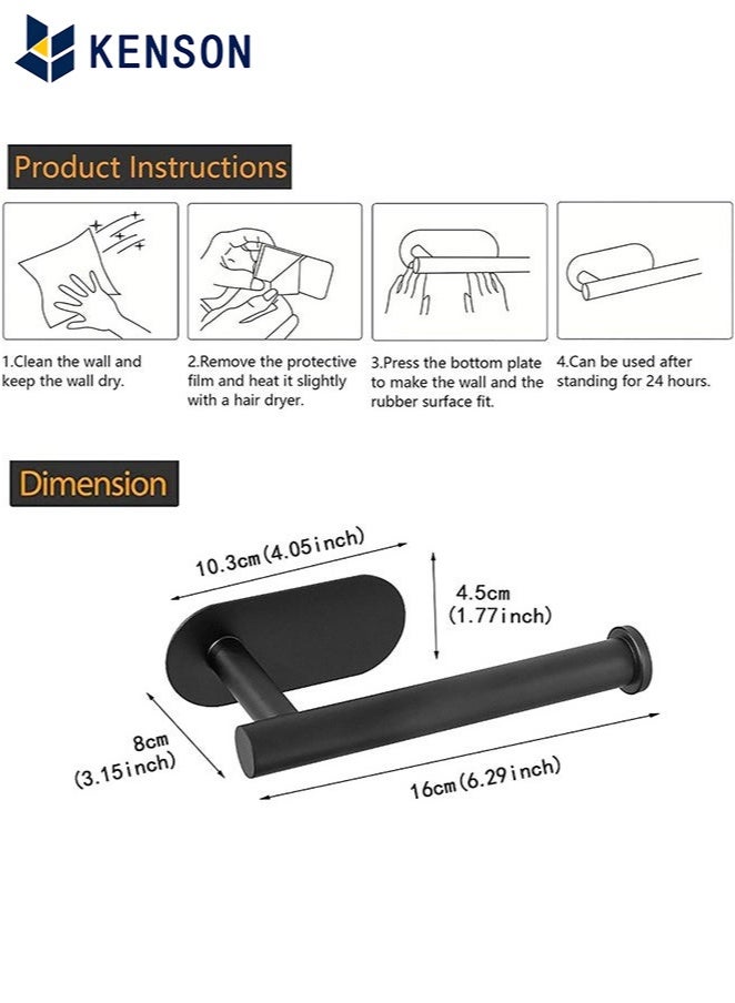 كِينْسُون حامل ورق المرحاض, حامل ورق تواليت ذاتي اللصق, حامل ورق تواليت مثبت على الحائط من الفولاذ المقاوم للصدأ 304, للحمّام والمطبخ والمغسلة، لا تحتاج إلى ثقب (أسود) - Image 2