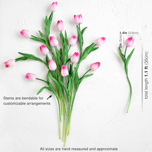 FiveSeasonStuff Real Touch Tulips Artificial Flowers – 15 Stems Faux Tulip Bouquet in Gift Box for Wedding, Home Decor, Party, Floral Arrangements (Creamy Pink) - Image 4