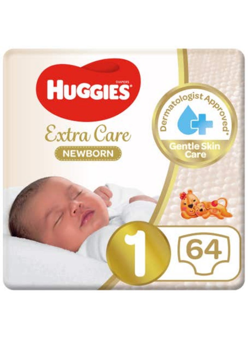 HUGGIES حفاضات هجيز مقاس 1، 25 كجم، عبوة جامبو، 64 حفاضة