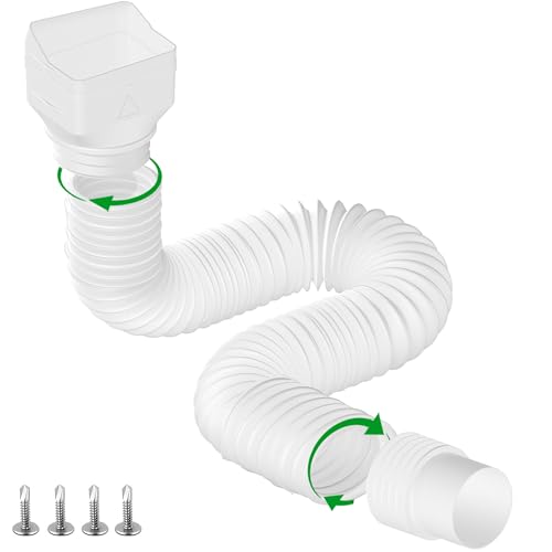 Binazon 1 Pack White-Rain Gutter Downspout Extensions, Gutter Extender for Rainwater Drainage Flexible, Down Spout Drain Extension Pipe, Extendable from 21 to 62 Inches (Fit 3"x 4" downspouts) - Image 1