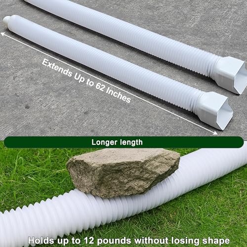 Binazon 1 Pack White-Rain Gutter Downspout Extensions, Gutter Extender for Rainwater Drainage Flexible, Down Spout Drain Extension Pipe, Extendable from 21 to 62 Inches (Fit 3"x 4" downspouts) - Image 2
