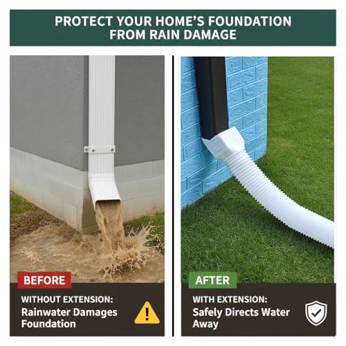 Binazon 1 Pack White-Rain Gutter Downspout Extensions, Gutter Extender for Rainwater Drainage Flexible, Down Spout Drain Extension Pipe, Extendable from 21 to 62 Inches (Fit 3"x 4" downspouts) - Image 5