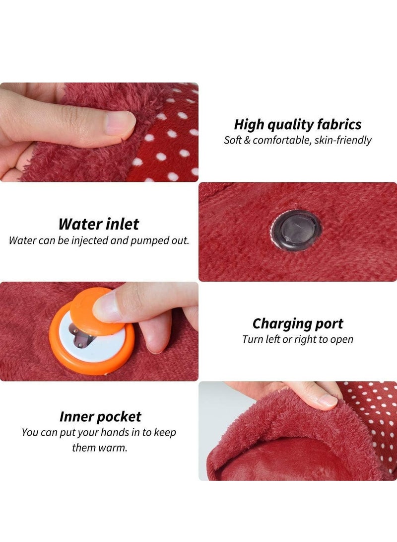 إسكدنيا كيس تسخين، أكياس مياه لتخفيف الآلام، كيس حراري، كيس زجاجة ماء ساخن، كيس ماء ساخن كهربائي، وسادة تدفئة مع جل مخملي رمادي - Image 2