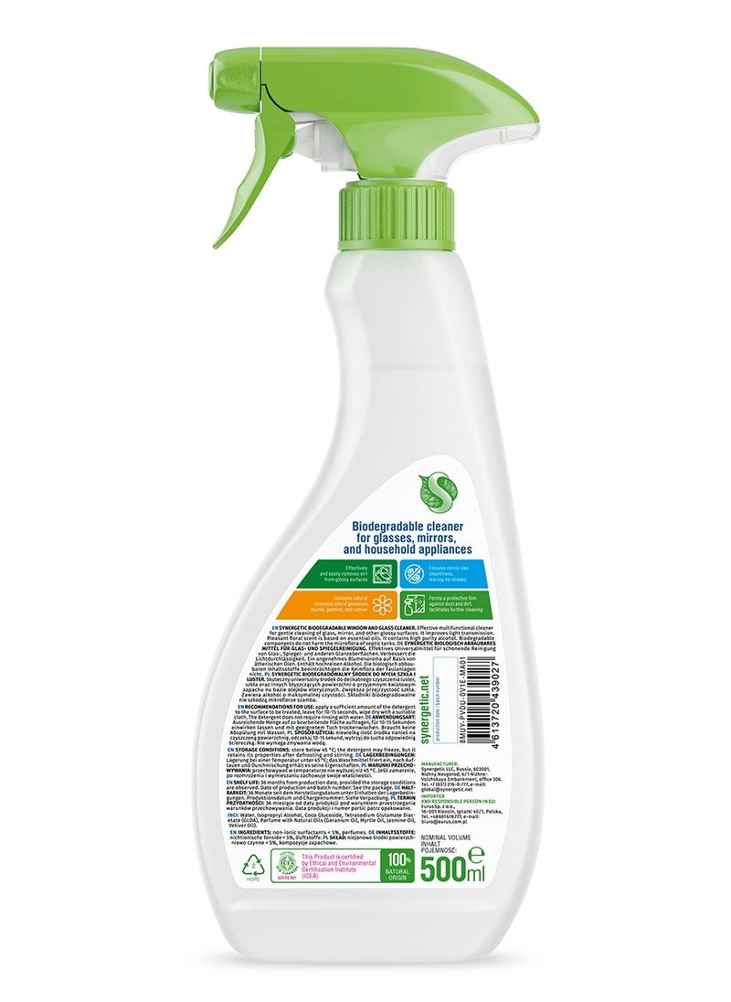 SYNERGETIC SYNERGETIC Biodegradable Cleaner for Glasses, Mirrors, and Household Appliances, 500 ml  - Image 2