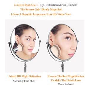 Soham Shree Tabletop Double Side Shaving Makeup Vanity Mirror 360 Degree 5X Magnification Beauty Make Up Cosmetic Stand For Shaving & Makeup Vanity Bedroom Bathroom Desk (Oval)(Rosegold) - Glass - Image 3