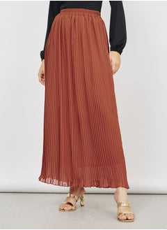 Pleated A-Line Maxi Skirt