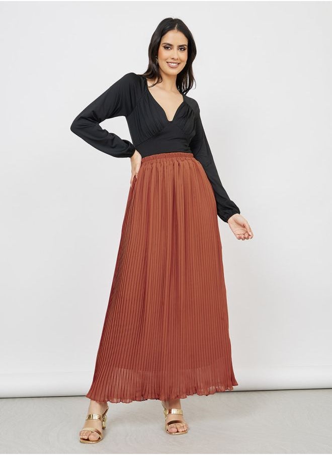 Styli - Pleated A-Line Maxi Skirt - Image 1