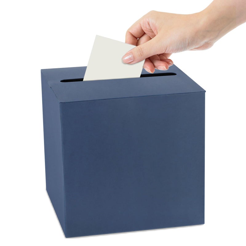 Fowecelt Navy Blue Card Box Cards Receiving Boxes Raffle Ticket Money Wedding Card Box for Baby Showers Anniversaries Retirements Engagement Party Supplies - Image 1