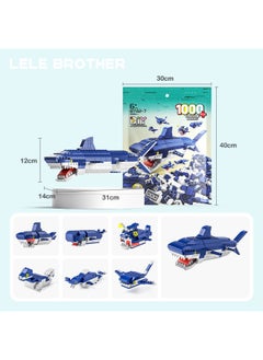 LELE BROTHER 6-in-1 Shark Building Blocks Set, Ocean Shark Shape Building Toys, Shark Toy Set, STEM Learning Building Blocks Set, Ideal Gifts for Kids Age 6+ Year Old (1000 PCS)  - Image 3