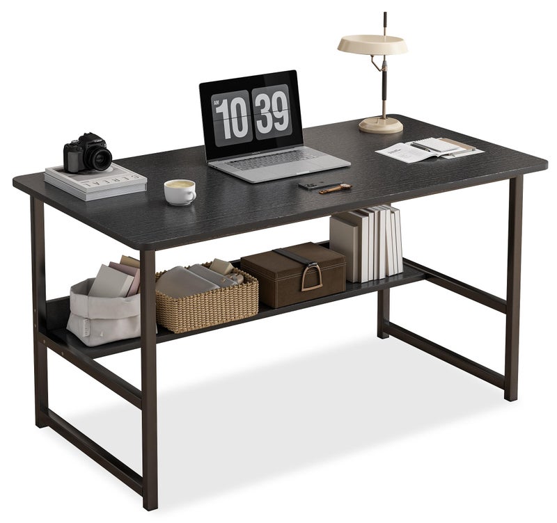فامابي طاولة دراسة للمكتب المنزلي، مكتب للكتابة مع طبقة تخزين، مكتب كمبيوتر 120*55*73 سم - Image 1
