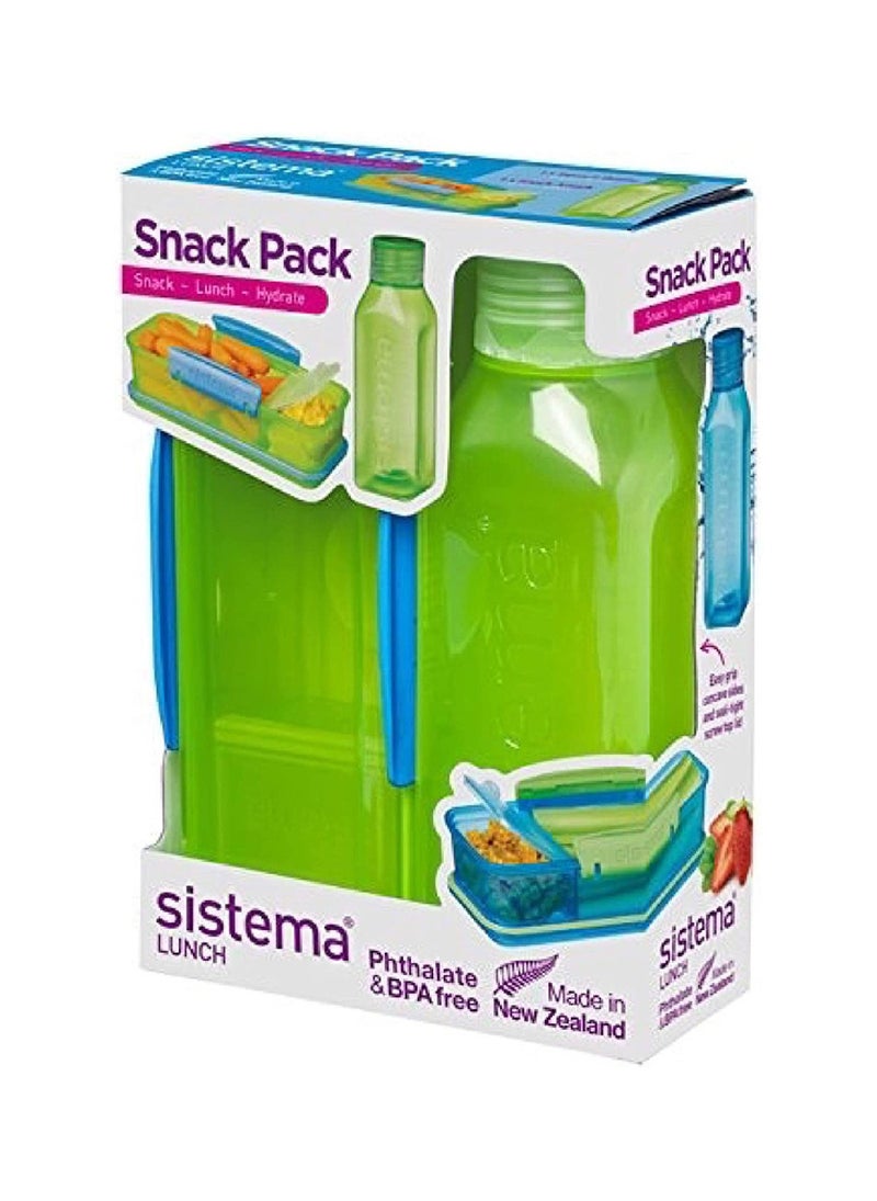 sistema حزمة سناكس ديو من سيستما تتكون من صندوق تخزين الطعام وزجاجة سعة 475 مل. مقاومة للتسرب، قابلة للتكديس، آمنة للاستخدام في الميكروويف وغسالة الصحون وخالية من الفثالات و BPA. خضراء، مصنوعة في نيوزيلندا. - Image 3