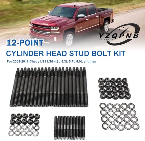 YZQPNB 12-Point Cylinder Gasket Head Stud Bolt Kit Compatible with 2004-2019 LS1 LS3 5.3L 5.7L 6.0L Engines​ / Chevy LS1 LS6 4.8L 5.3L 6.0L # 234-4317 - Image 3