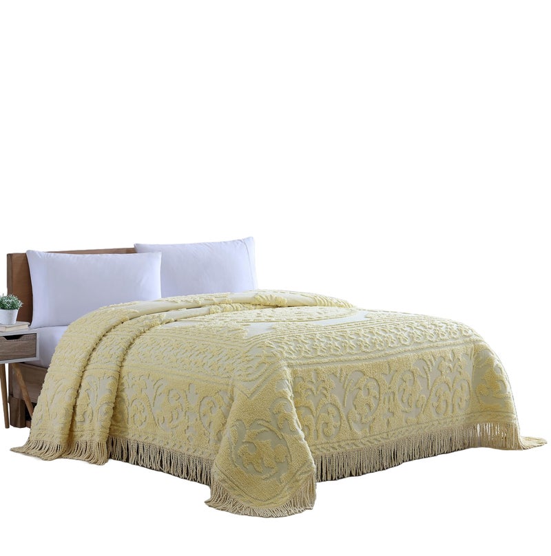 Beatrice Home Fashions Beatrice Home Fashions Medallion Chenille Bedspread Full Yellow 