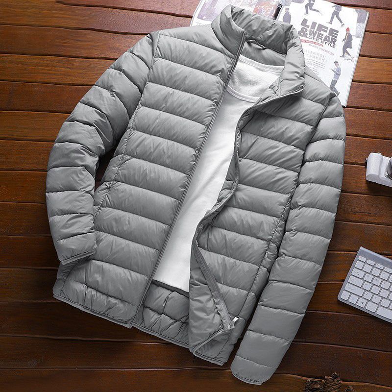 Surplus German Cotton Down Jacket Mens Oversize Autumn Winter Gray stand collar 
