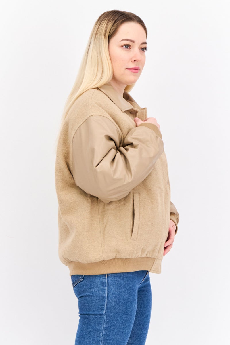 Asos Design Women Textured Shirt Jacket, Tan  - Image 2